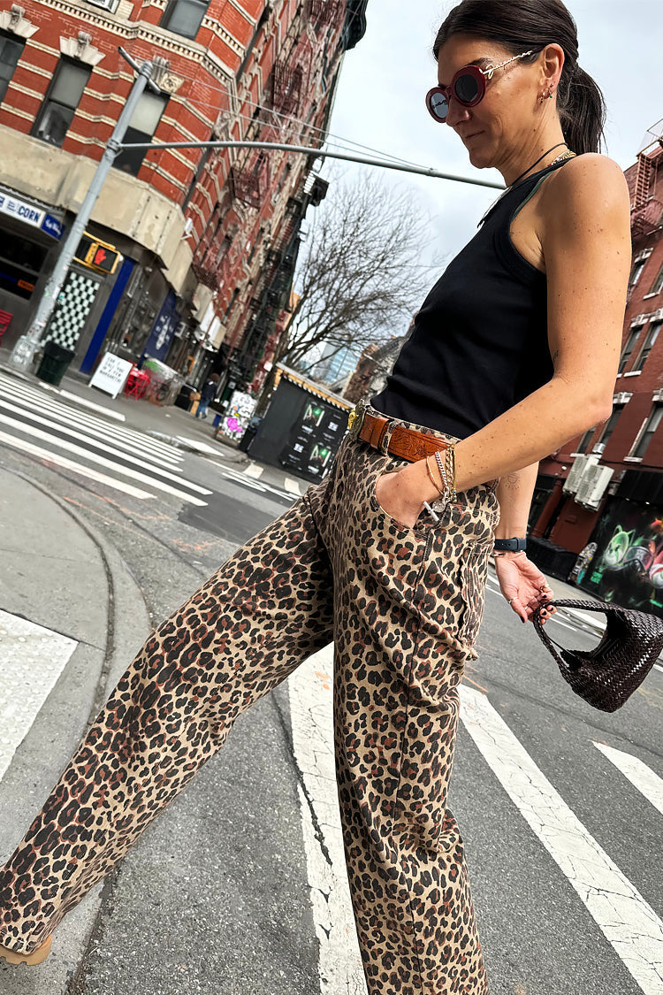 NEVER FULLY DRESSED Leopard Lucia Scallop Detail Jeans
