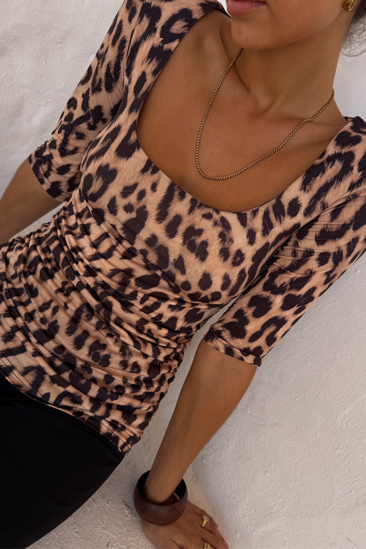 NEVER FULLY DRESSED Leopard Jersey Top