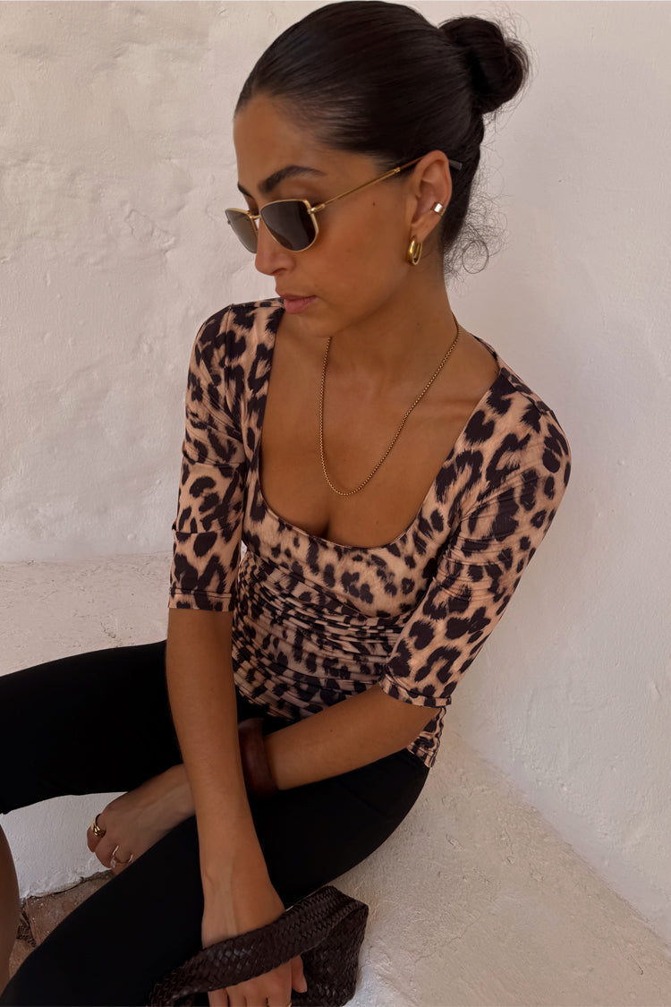 NEVER FULLY DRESSED Leopard Jersey Top