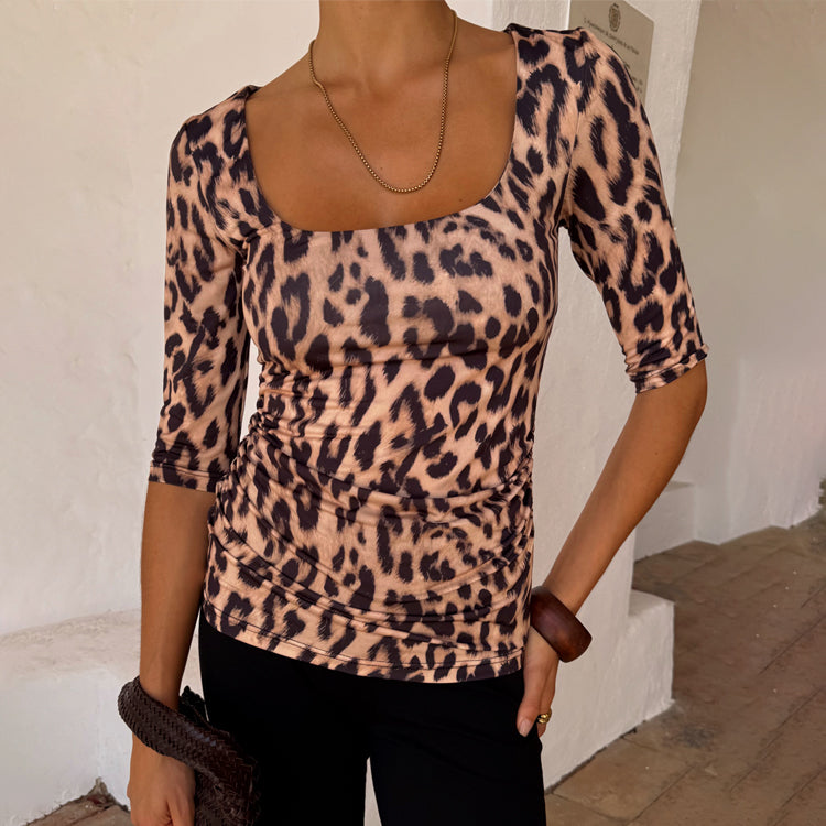 NEVER FULLY DRESSED Leopard Jersey Top