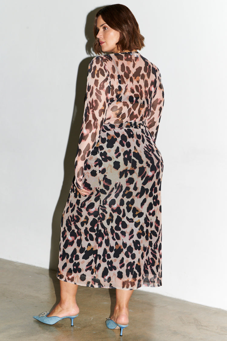 NEVER FULLY DRESSED Leopard Mesh Skirt