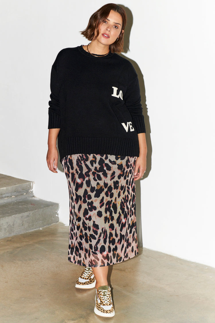 NEVER FULLY DRESSED Leopard Mesh Skirt