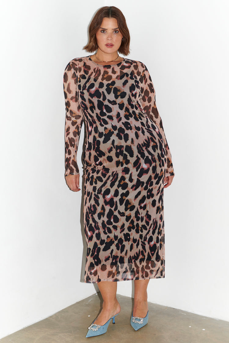 NEVER FULLY DRESSED Leopard Mesh Dress