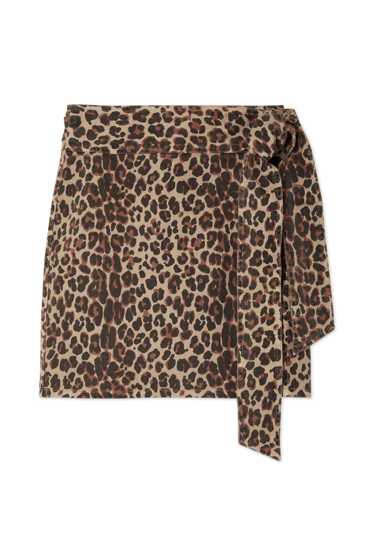 NEVER FULLY DRESSED Leopard Lucia Mini Denim Jaspre Skirt