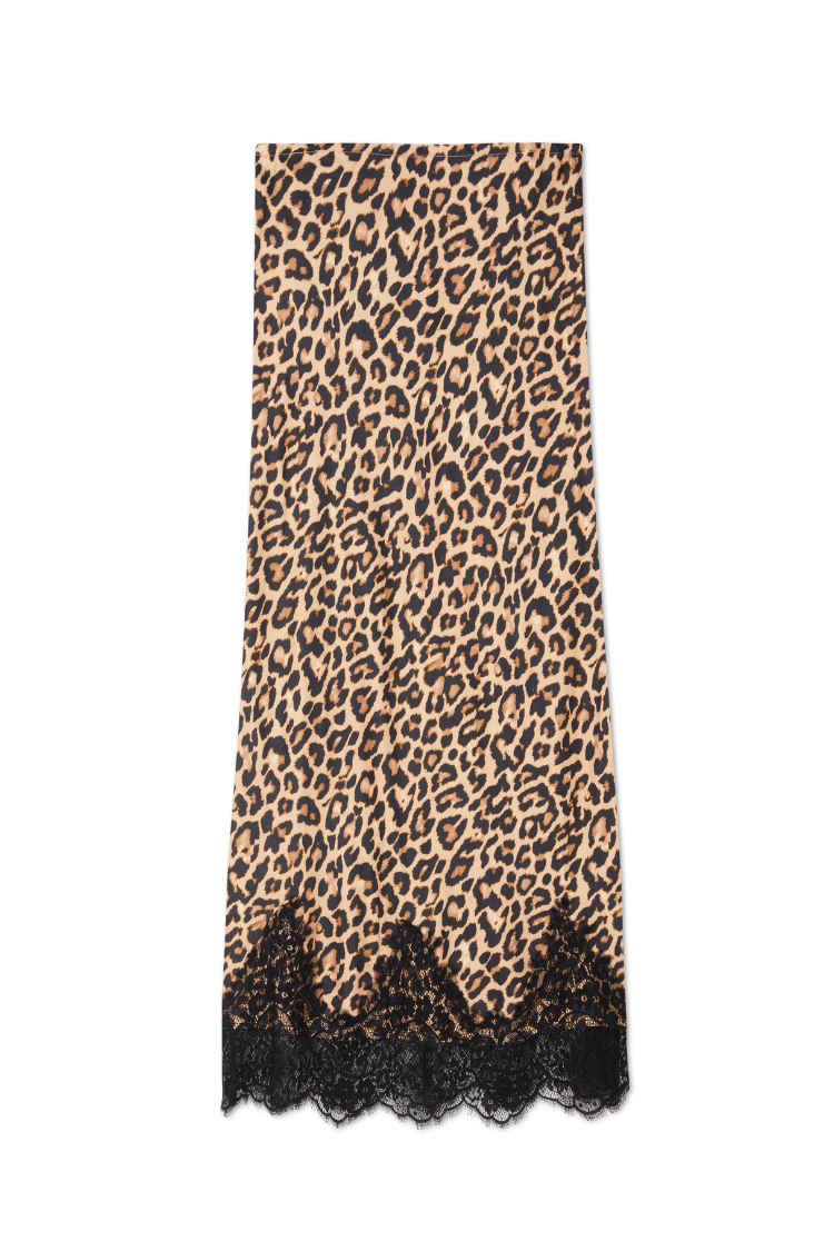 NEVER FULLY DRESSED Leopard Lace Maeva Midi Skirt