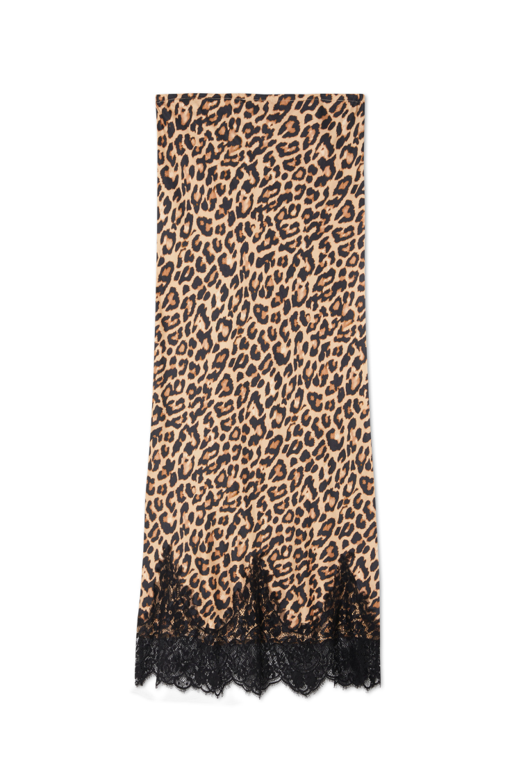 NEVER FULLY DRESSED Leopard Lace Maeva Midi Skirt