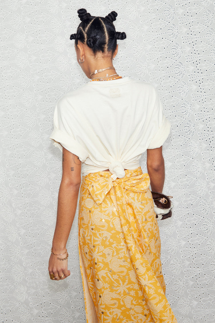 NEVER FULLY DRESSED Cream And Gold Mosaic Leopard T-Shirt