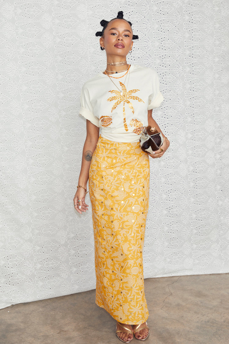 NEVER FULLY DRESSED Cream And Gold Mosaic Leopard T-Shirt