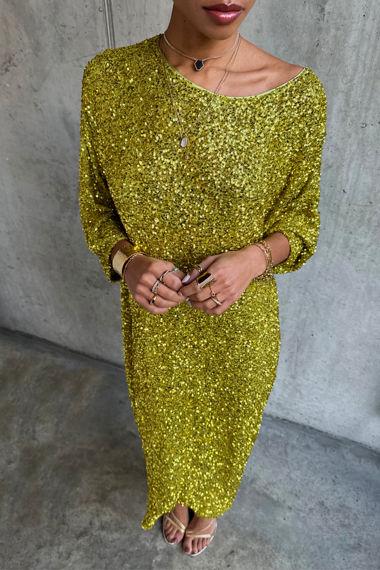 NEVER FULLY DRESSED Lime Sequin Jem Dress
