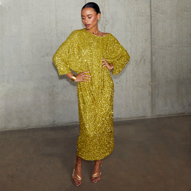 NEVER FULLY DRESSED Lime Sequin Jem Dress