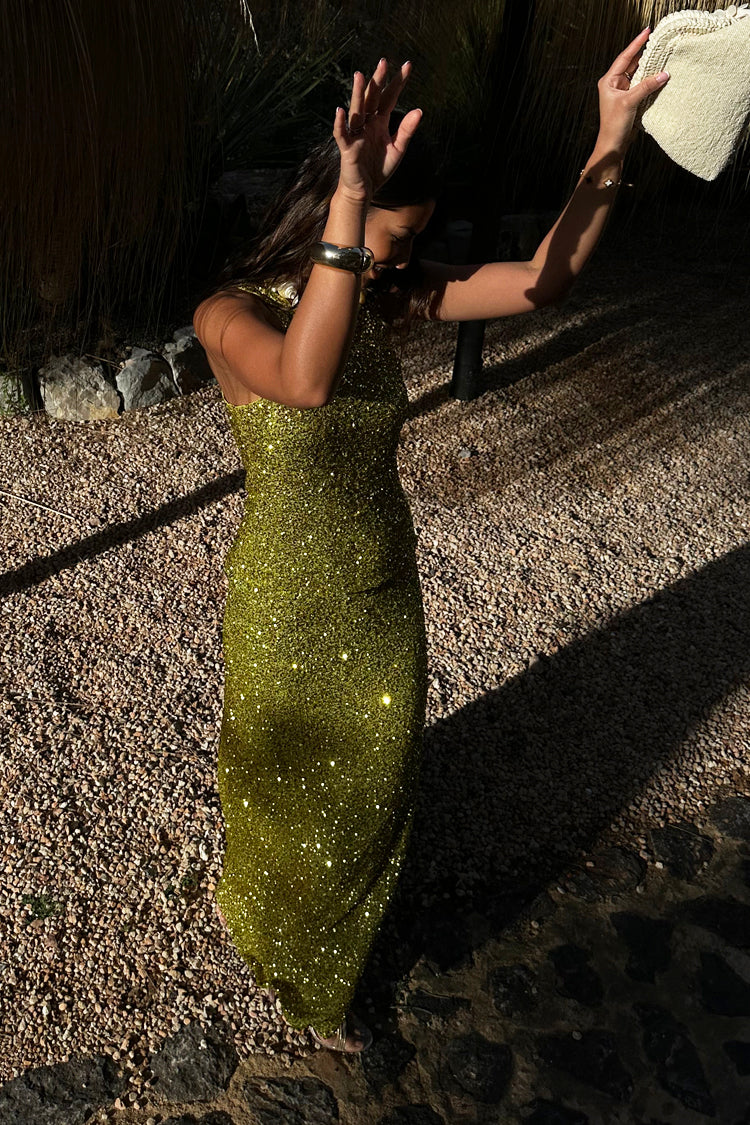 NEVER FULLY DRESSED Lime Sequin Tank Top