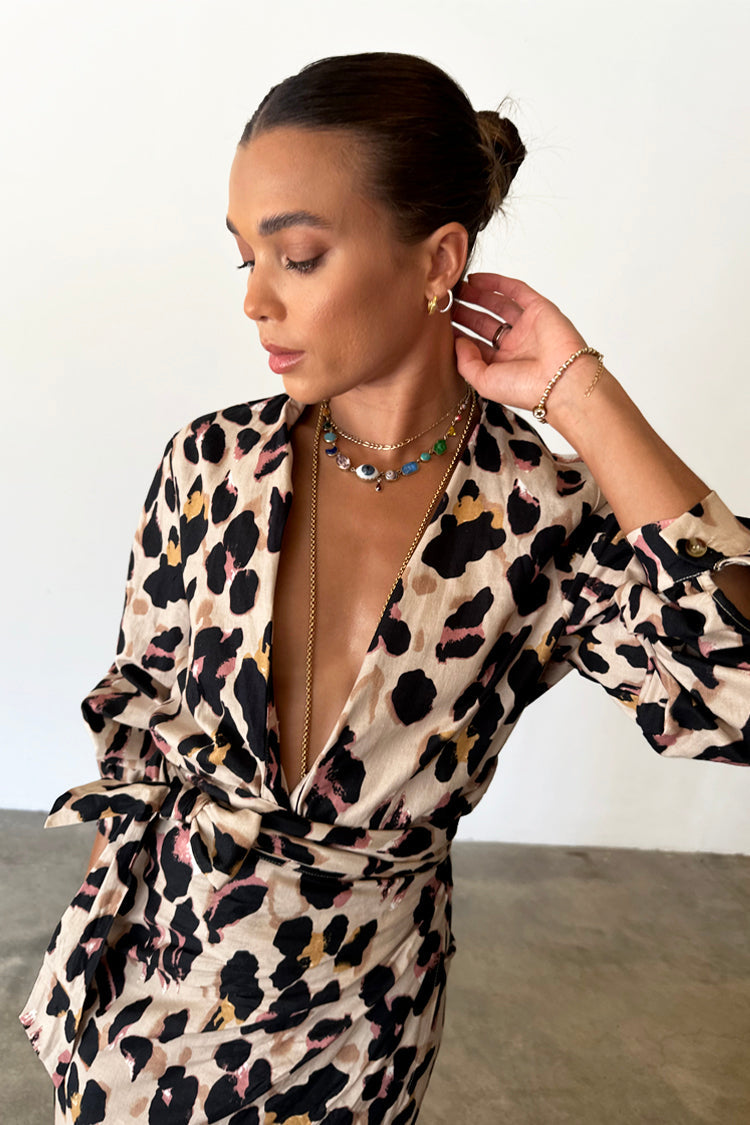 NEVER FULLY DRESSED Cotton Linen Leopard Gabbie Shirt