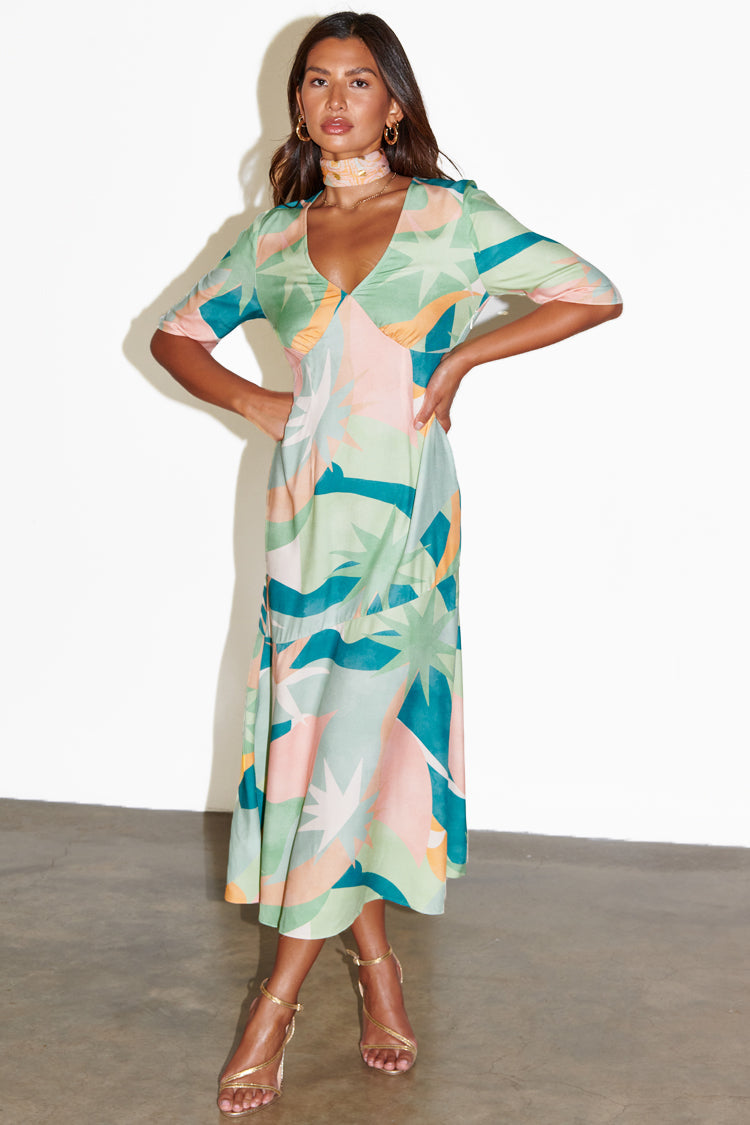 NEVER FULLY DRESSED Sage Lyra Poppy Midi Dress