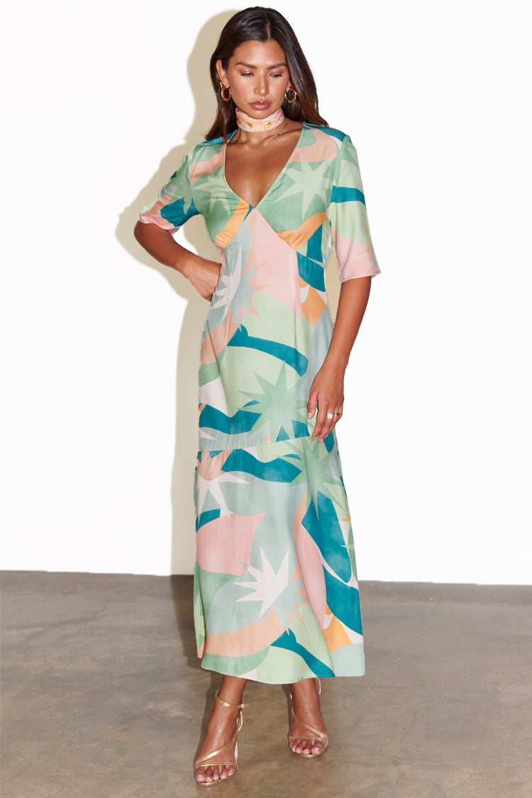 NEVER FULLY DRESSED Sage Lyra Poppy Midi Dress