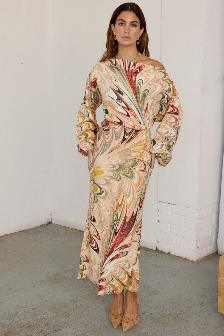 NEVER FULLY DRESSED Multi Marble Tilly Dress Petite