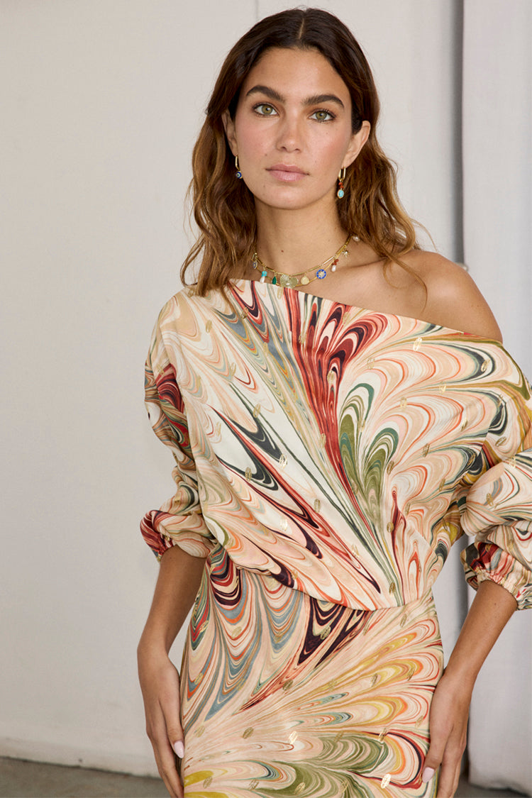 NEVER FULLY DRESSED Multi Marble Tilly Dress Petite