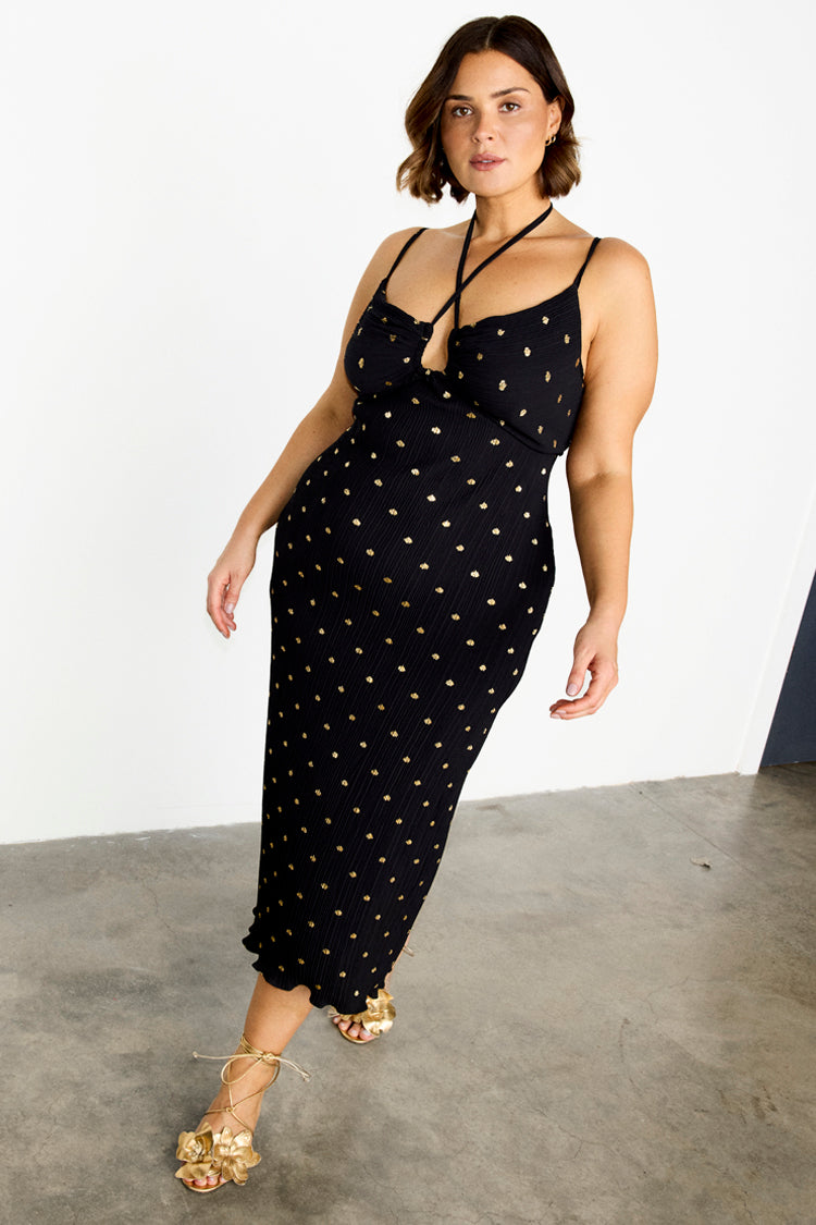 NEVER FULLY DRESSED Black Megan Plisse Dress