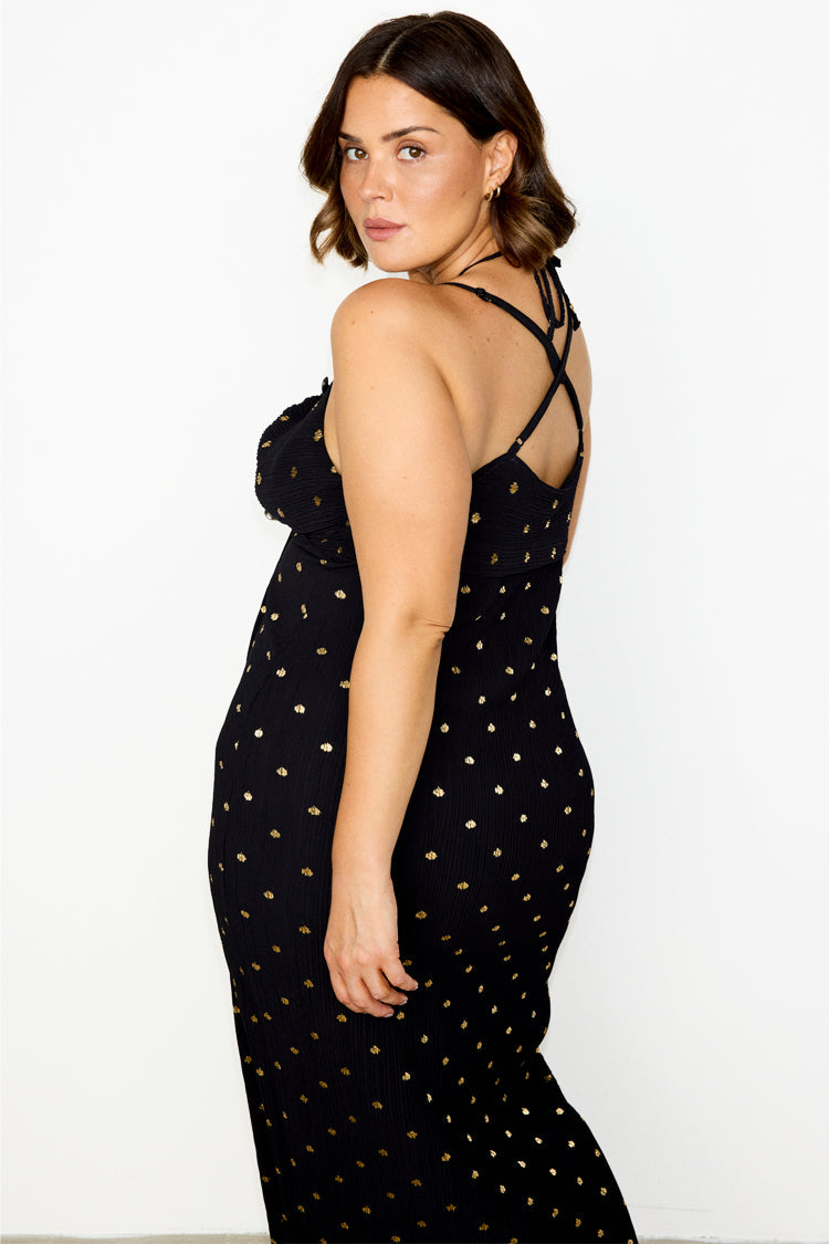 NEVER FULLY DRESSED Black Megan Plisse Dress