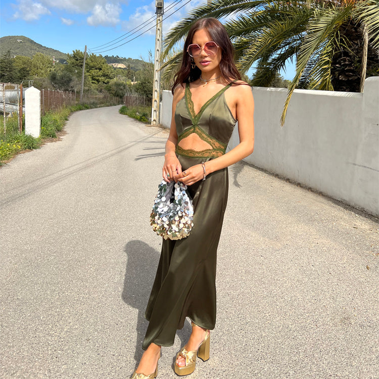 NEVER FULLY DRESSED Khaki Lace Mimi Dress