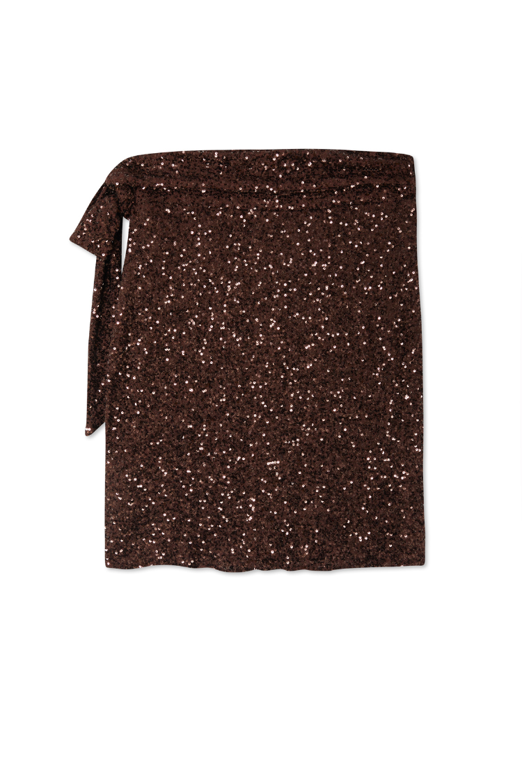 NEVER FULLY DRESSED Chocolate Sequin Mini Jaspre Skirt Petite