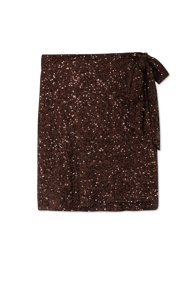 NEVER FULLY DRESSED Chocolate Sequin Mini Jaspre Skirt
