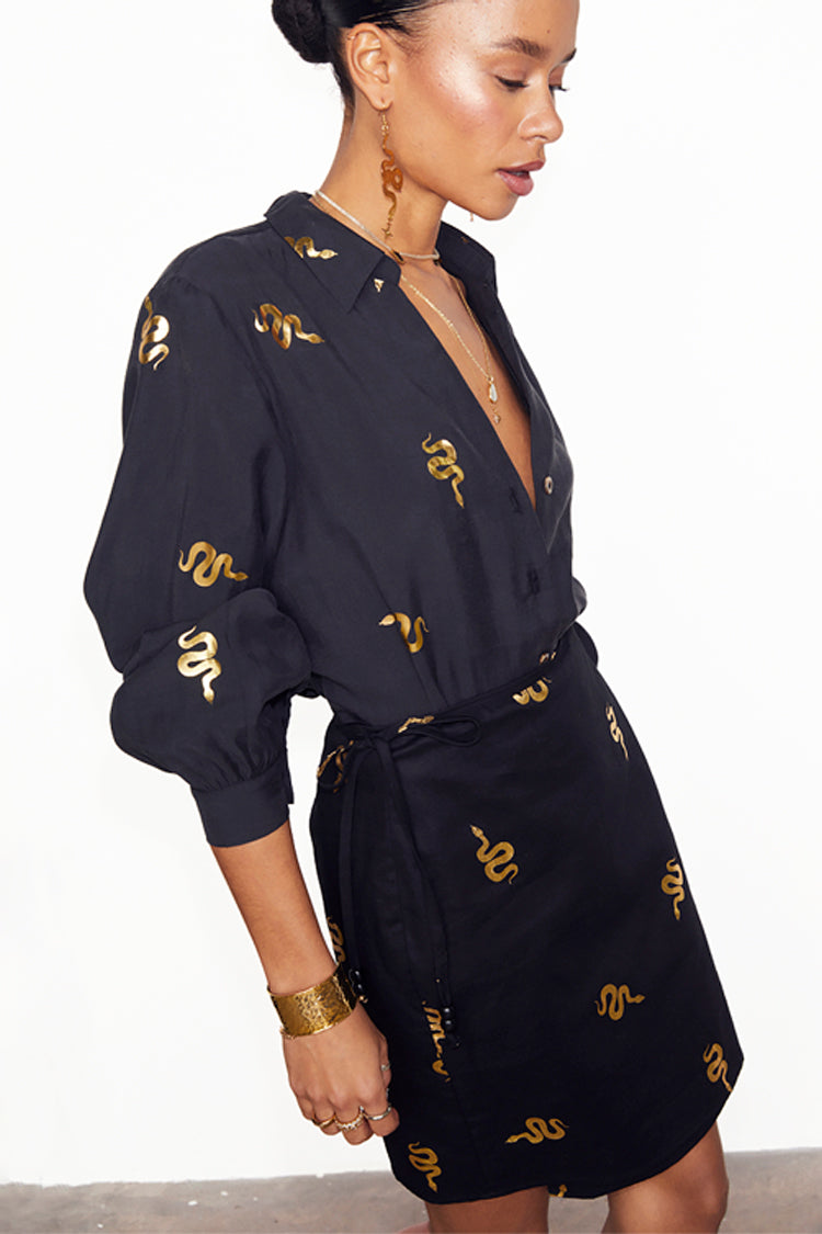 NEVER FULLY DRESSED Black Gold Snake Miley Shirt