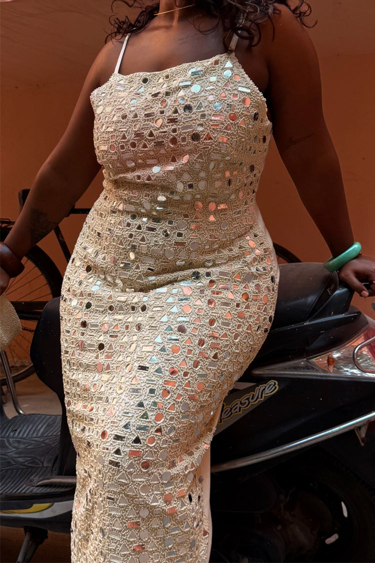 NEVER FULLY DRESSED Cream Mirror Taliah Midi Dress