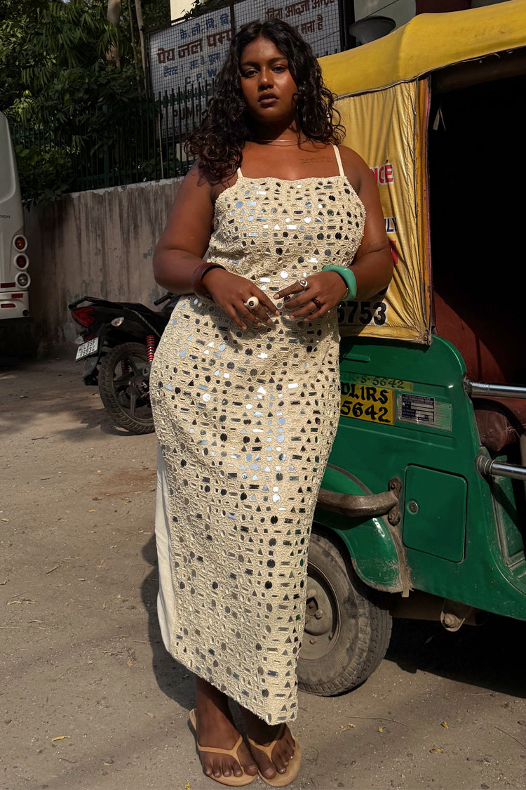 NEVER FULLY DRESSED Cream Mirror Taliah Midi Dress