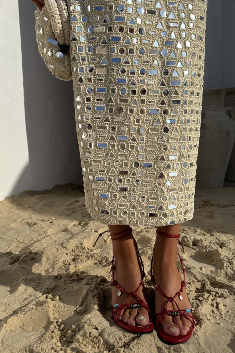 NEVER FULLY DRESSED Cream Mirror Taliah Midi Dress