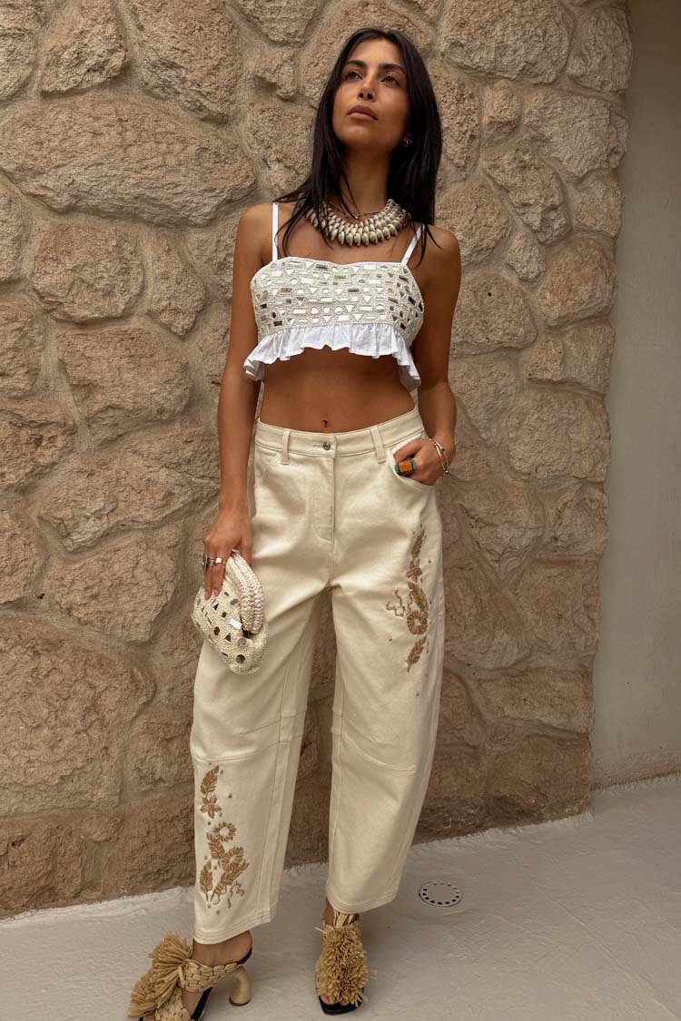 NEVER FULLY DRESSED Cream Mirror Gabbi Top