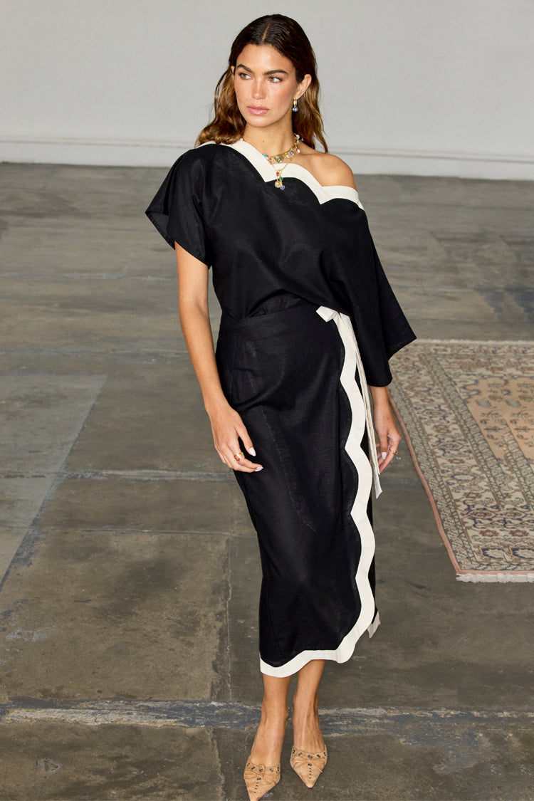 NEVER FULLY DRESSED Mono Scallop Jaspre Skirt