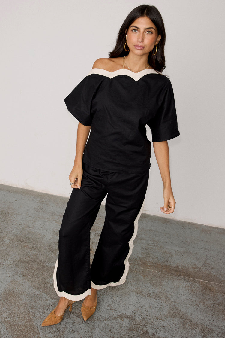 NEVER FULLY DRESSED Mono Scallop Trousers