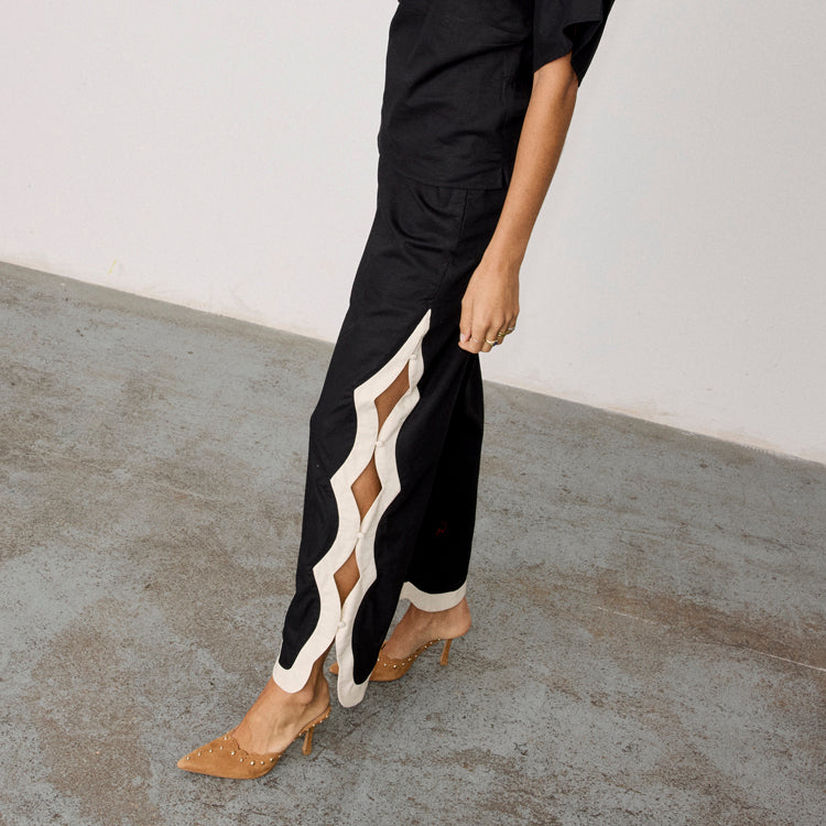 NEVER FULLY DRESSED Mono Scallop Trousers