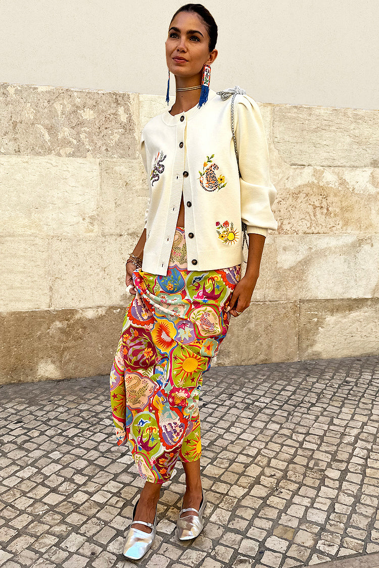 NEVER FULLY DRESSED Cream Mosaic Cardigan