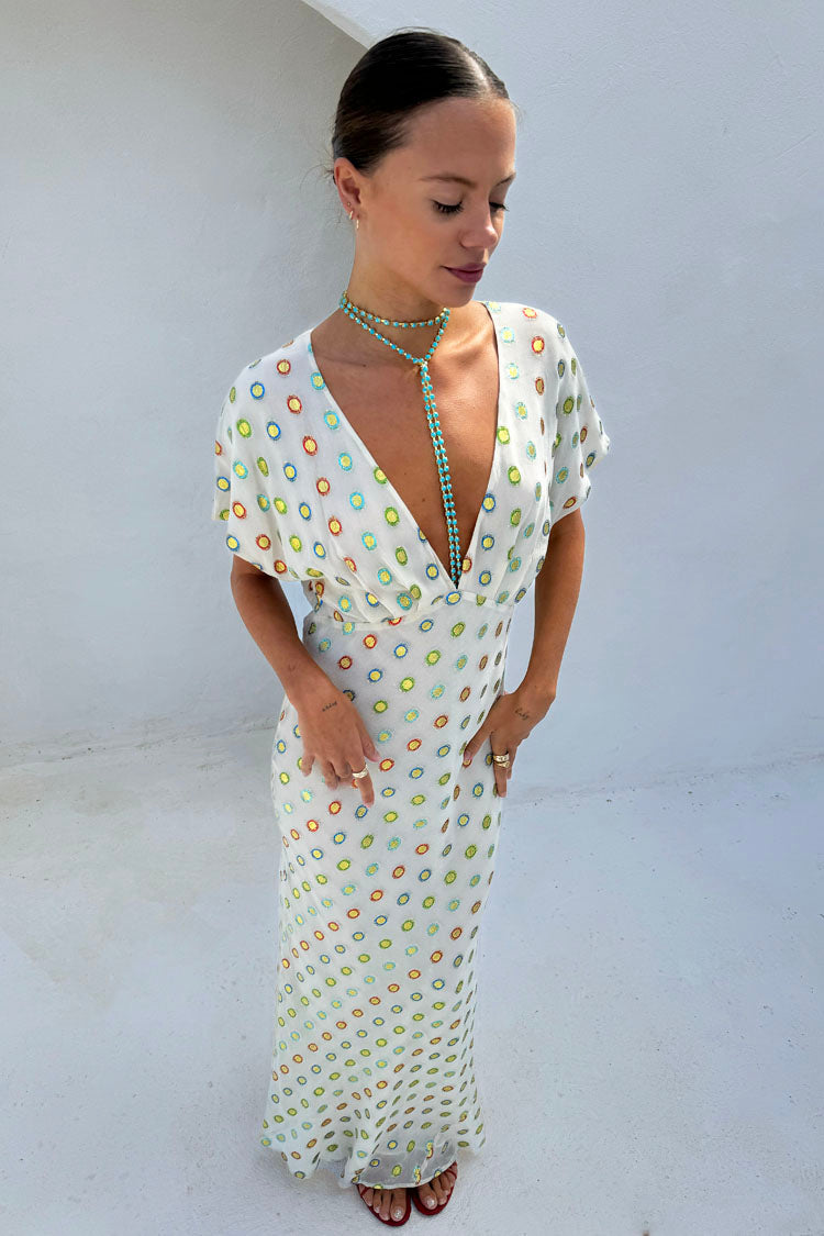 NEVER FULLY DRESSED Cream Multi Foil Elodie Dress