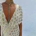 NEVER FULLY DRESSED Cream Multi Foil Elodie Dress