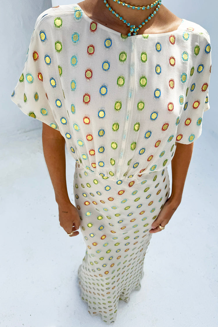 NEVER FULLY DRESSED Cream Multi Foil Elodie Dress