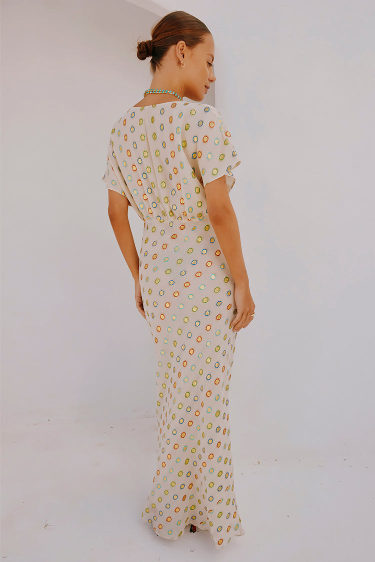 NEVER FULLY DRESSED Cream Multi Foil Elodie Dress