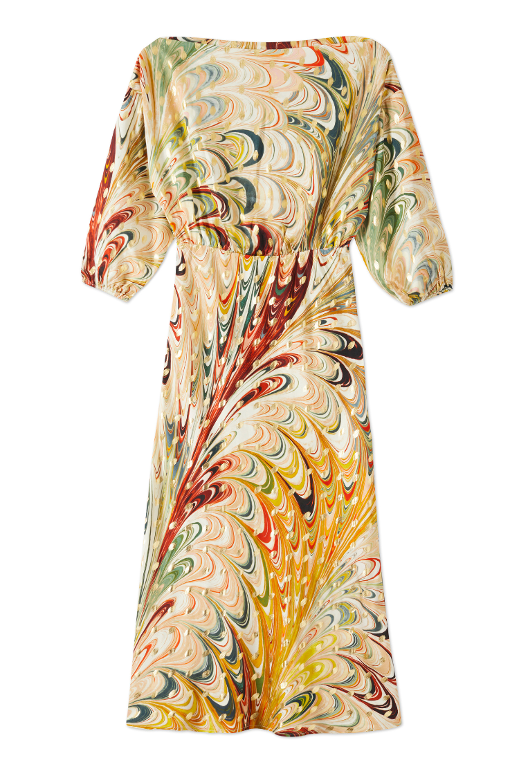 NEVER FULLY DRESSED Multi Marble Tilly Dress Petite