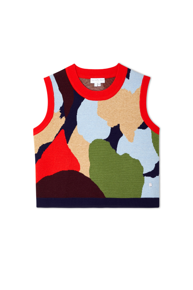 NEVER FULLY DRESSED Navy Abstract Knit Tank