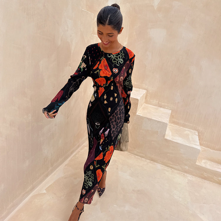 NEVER FULLY DRESSED Night Garden Gaia Plisse Dress
