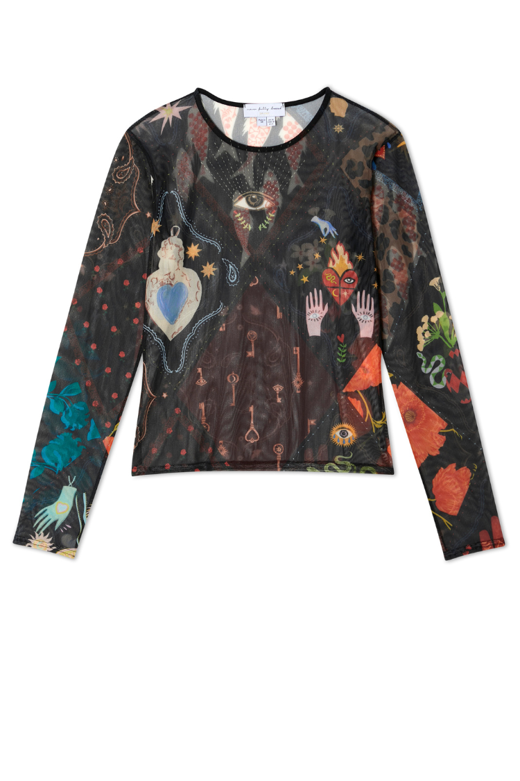 NEVER FULLY DRESSED Night Garden Mesh Long Sleeve Top