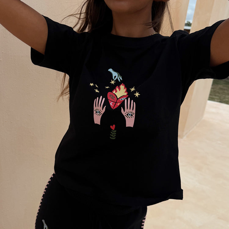NEVER FULLY DRESSED Black Heart Baby T Shirt