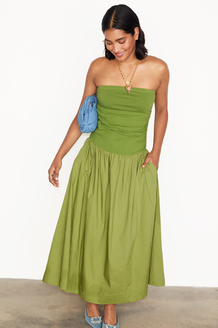 NEVER FULLY DRESSED Olive Lola Mid-axi Dress