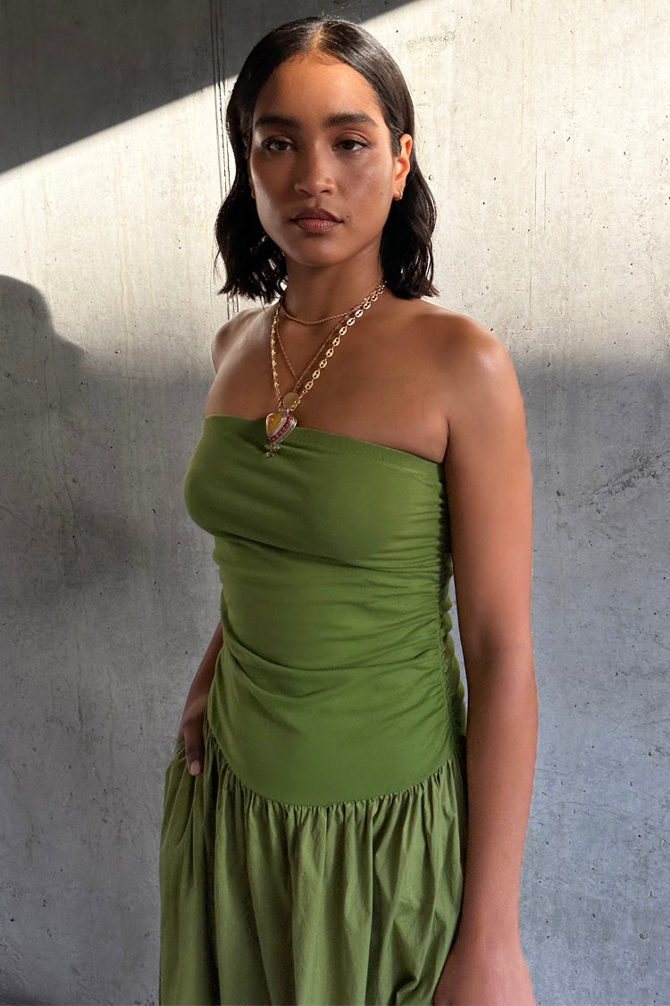 NEVER FULLY DRESSED Olive Lola Mid-axi Dress