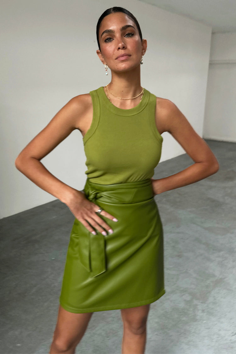 NEVER FULLY DRESSED Olive Rib Tank Top