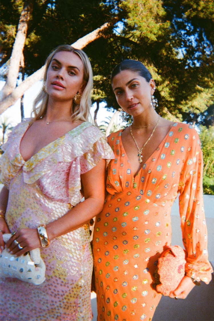 NEVER FULLY DRESSED Coral Multi Foil Emma Dress