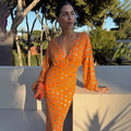 NEVER FULLY DRESSED Coral Multi Foil Emma Dress
