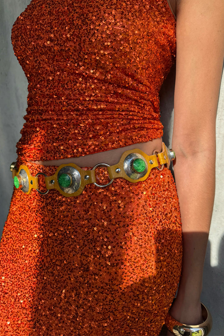NEVER FULLY DRESSED Orange Sequin Dorris Skirt