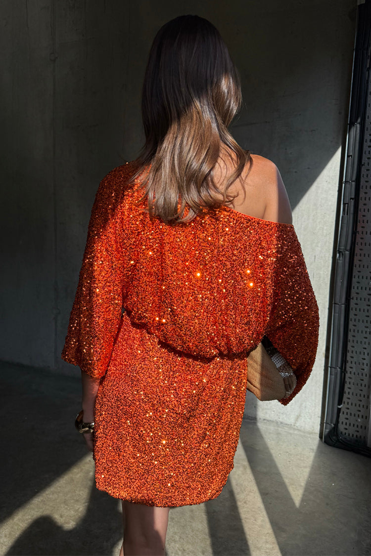 NEVER FULLY DRESSED Orange Sequin Tilly Dress